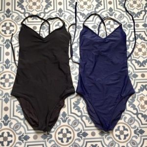 AE STRAPPY BACK SWIMSUITS SMALL LONG BLACK NAVY